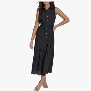Tommy Hilfiger Women's Sleeveless Midi Shirt Dress, Size 6 Color DARK BLUE